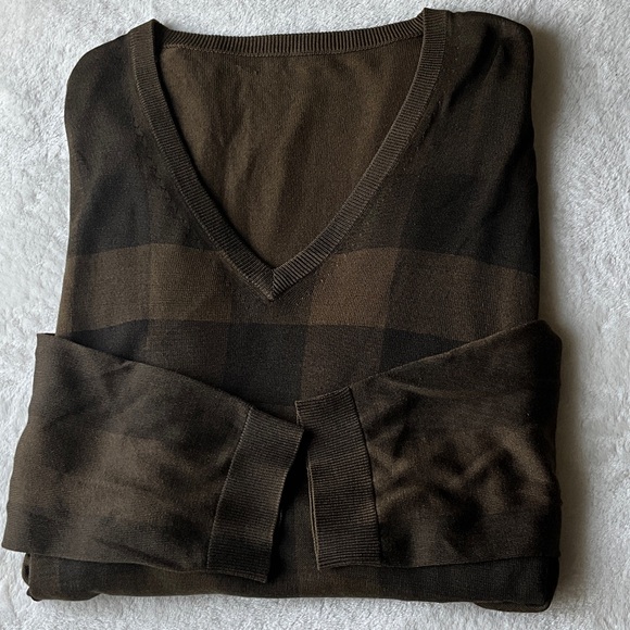 Burberry Dark Brown V-Neck Sweater